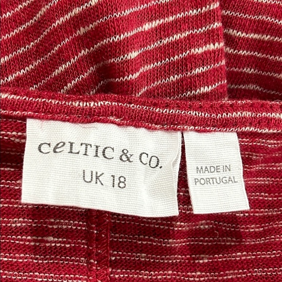 Celtic & Co. Linen Organic Cotton Blend V Neck Midi Dress in Red/Tan Stripe - Picture 8 of 10